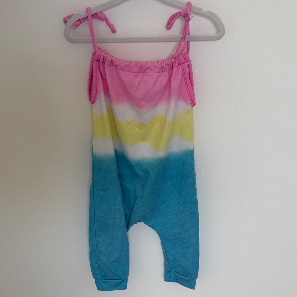 Kids Tie-Dye One-Piece Romper in Pink, Yellow & Blue